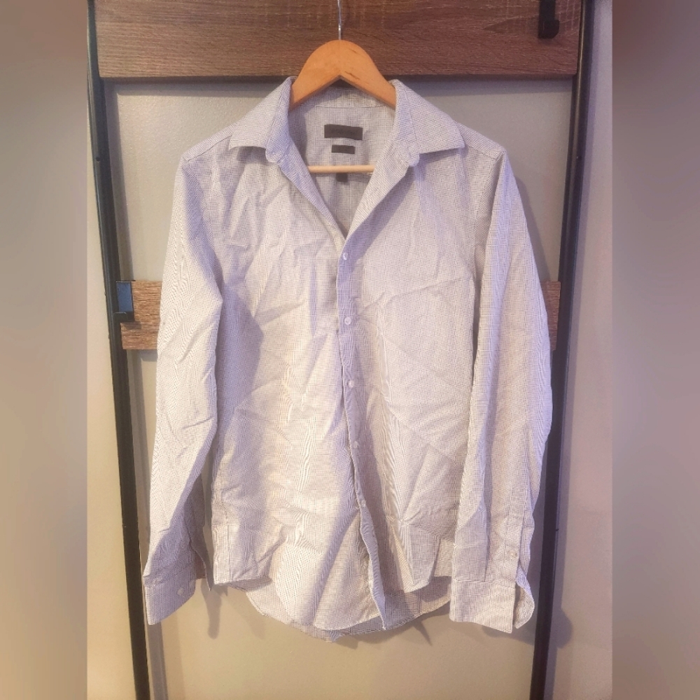 Calvin Klein Slim Fit Spread Collar Dress Shirt, Blue Plaid